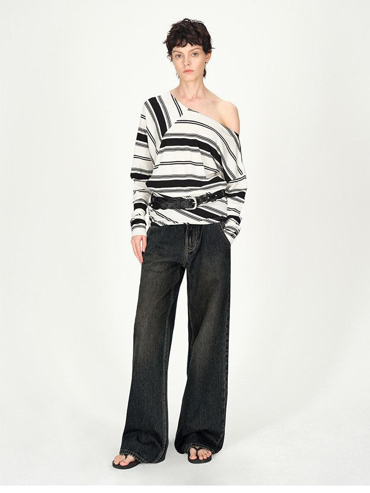 AFTADAWN Dark Washed Distressed Low Rise Women&