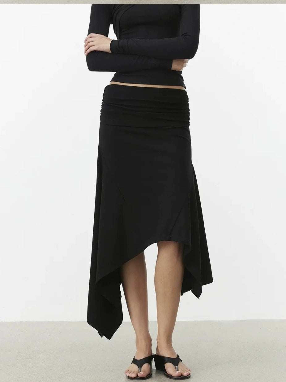 AFTADAWN Deconstructed Asymmetrical Midi Skirt Skirt