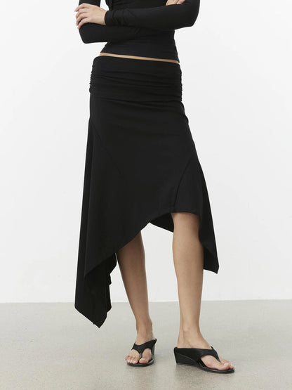 AFTADAWN Deconstructed Asymmetrical Midi Skirt Skirt