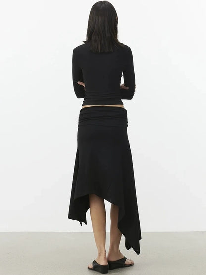 AFTADAWN Deconstructed Asymmetrical Midi Skirt Skirt