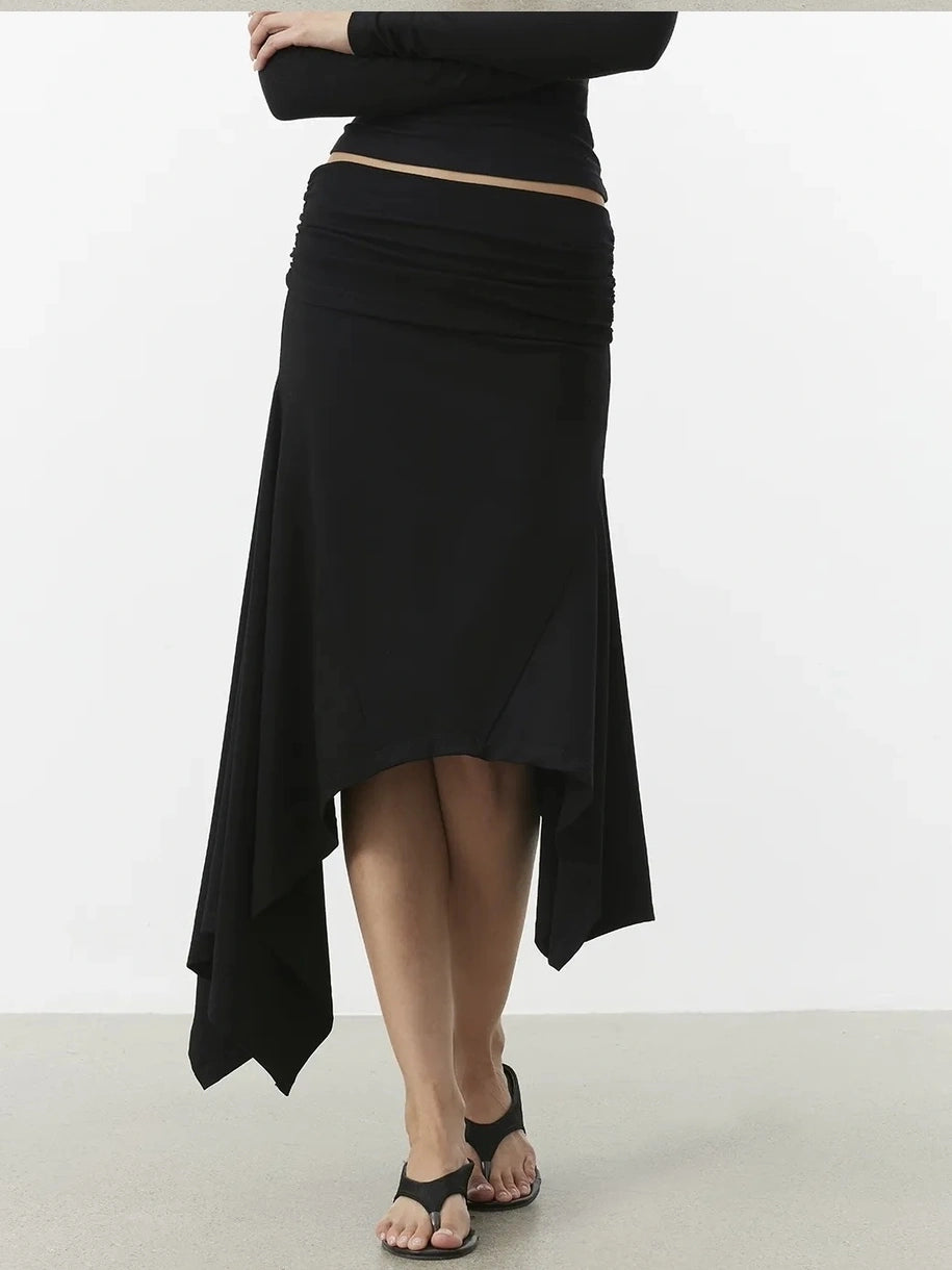 AFTADAWN Deconstructed Asymmetrical Midi Skirt Skirt