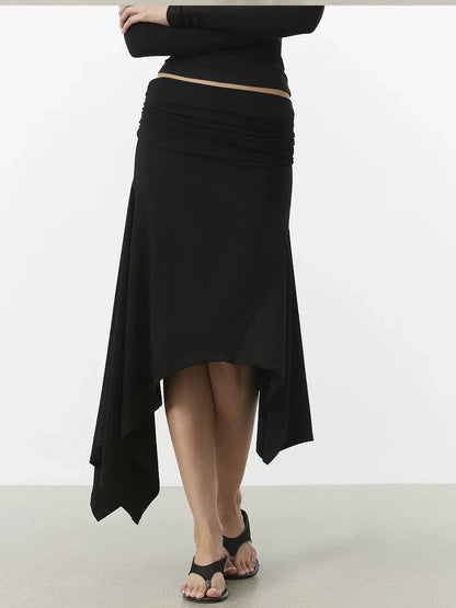 AFTADAWN Deconstructed Asymmetrical Midi Skirt Skirt