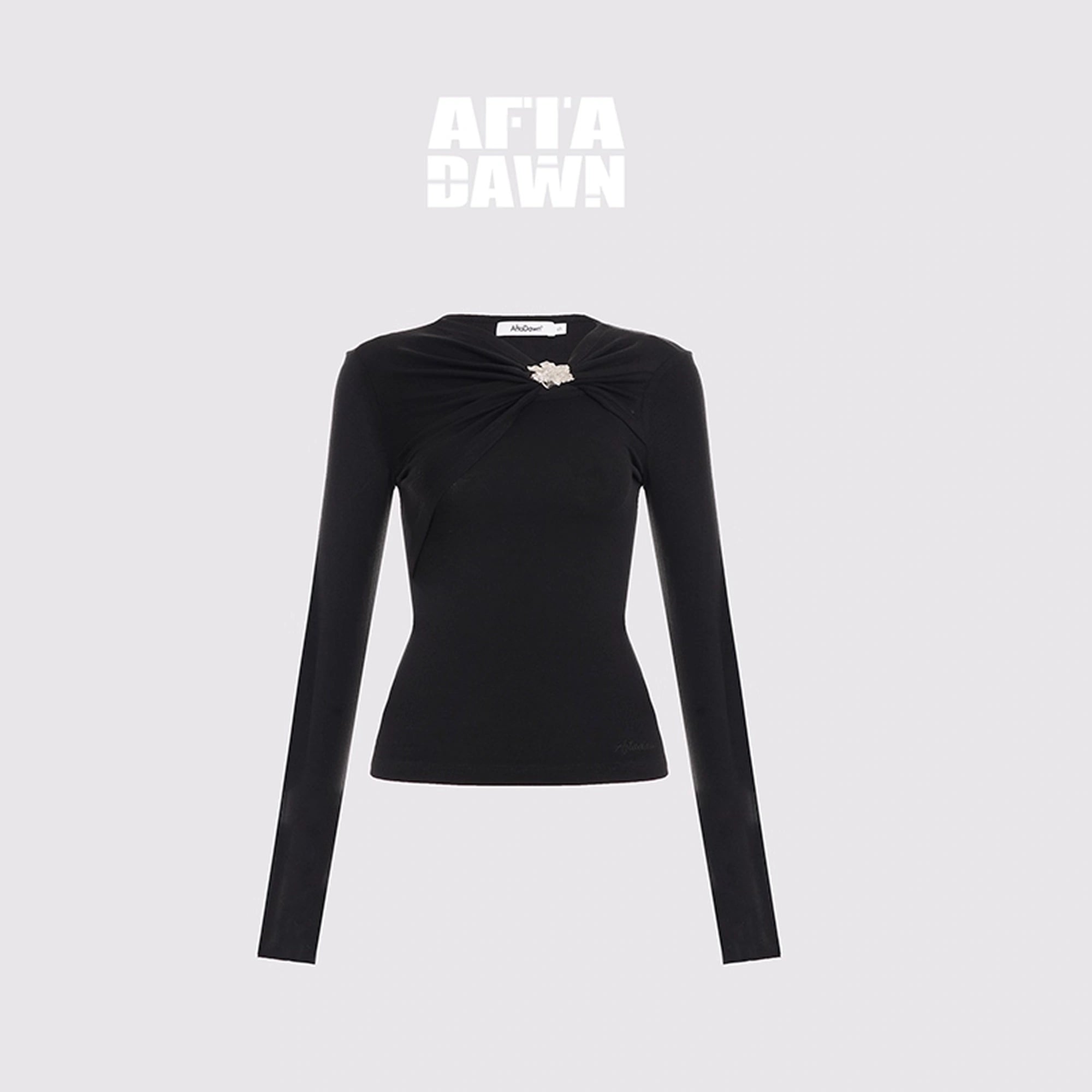 AFTADAWN_Deconstructed_Merino_Wool_Top_With_Pleats_Metallic_Floral_Clasp_MISSTT