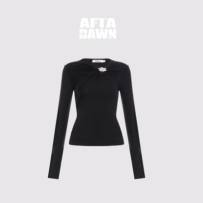 AFTADAWN_Deconstructed_Merino_Wool_Top_With_Pleats_Metallic_Floral_Clasp_MISSTT