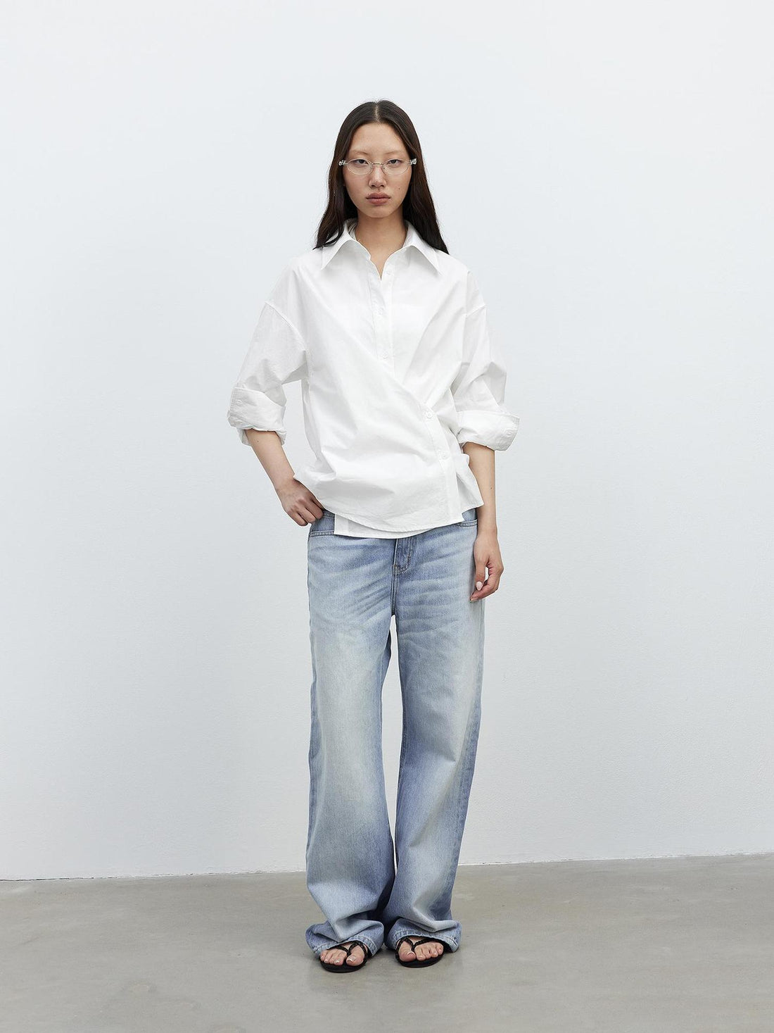 AFTADAWN Deconstructed Multi Way Side Button Shirt