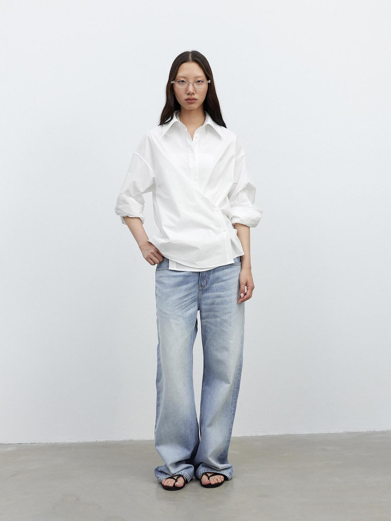 AFTADAWN Deconstructed Polo Collar Side Buckle Multiway Women&