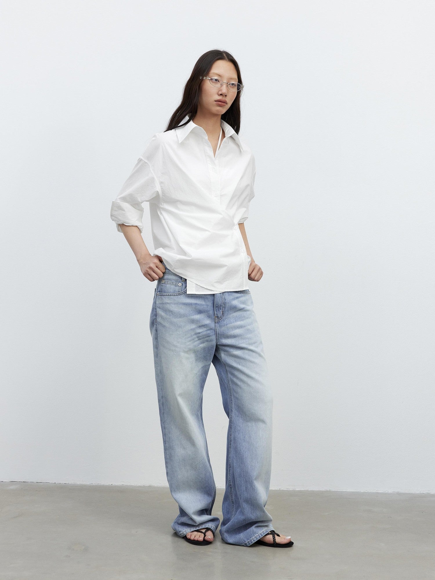 AFTADAWN Deconstructed Polo Collar Side Buckle Multiway Women&
