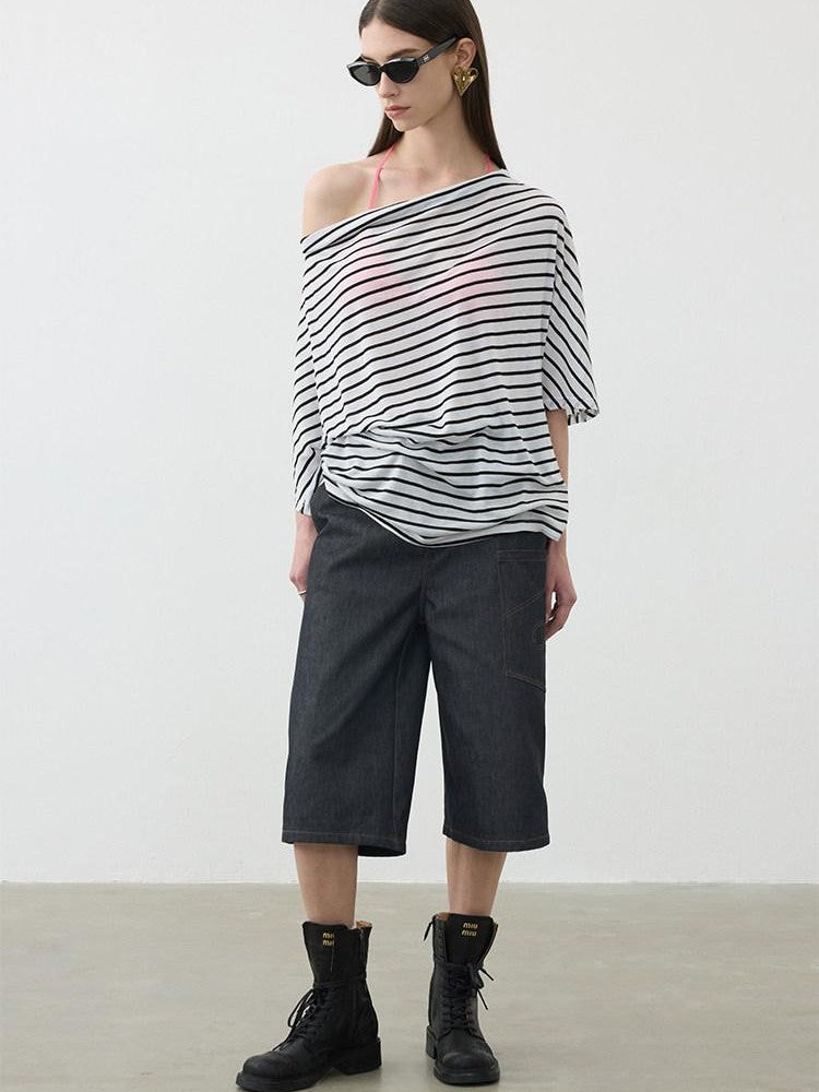 AFTADAWN Deconstructed Slanted Fly Patch Pocket Low Waist Wide Leg Women&