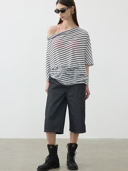 AFTADAWN Deconstructed Slanted Fly Patch Pocket Low Waist Wide Leg Women&