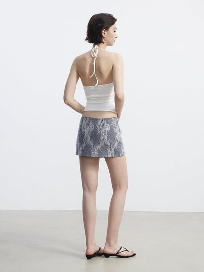 AFTADAWN Deep Blue Lace Mesh Double Layer Denim Women&
