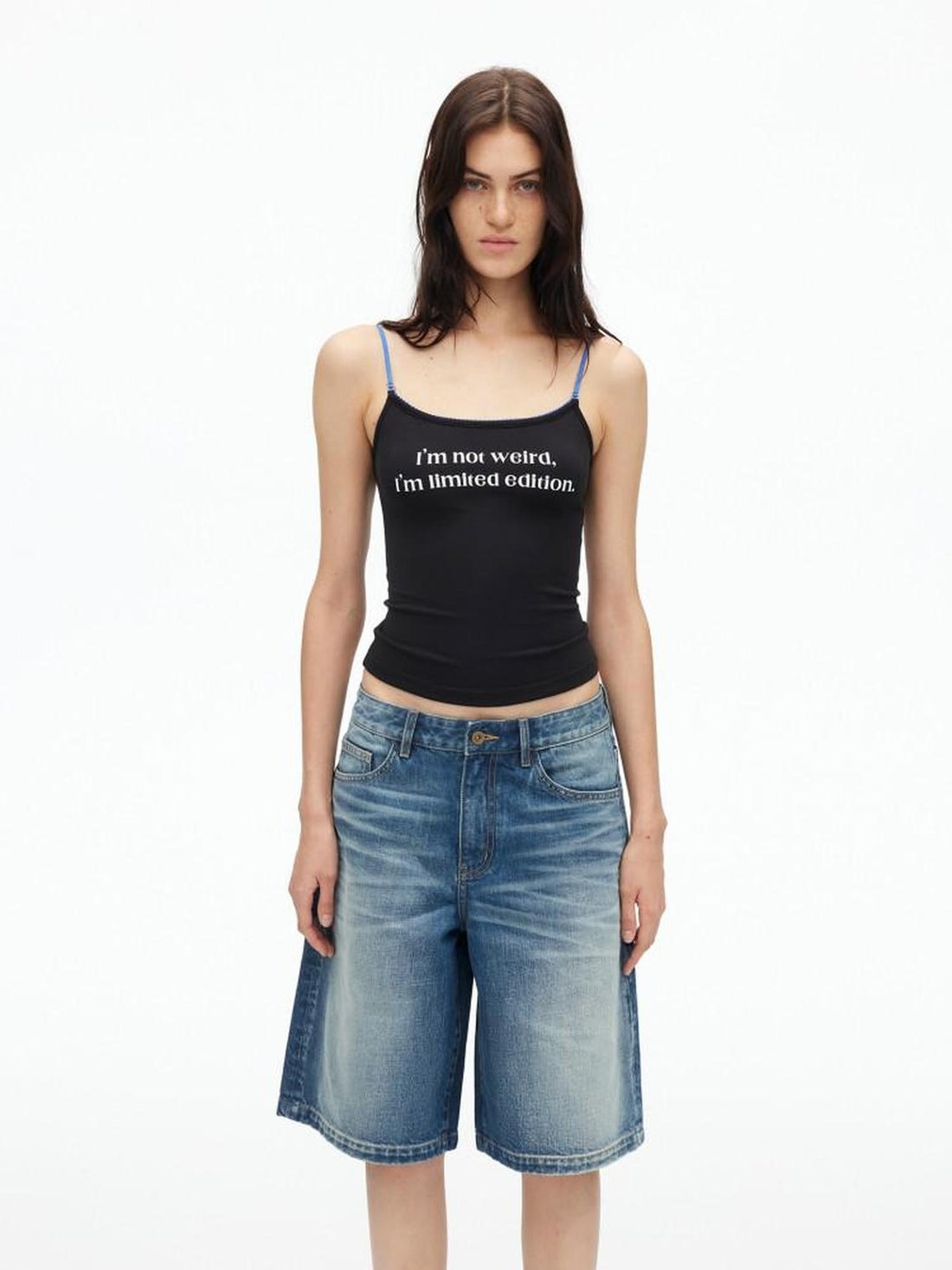 AFTADAWN Deep Blue Vintage Washed Distressed 3d Whisker Women&