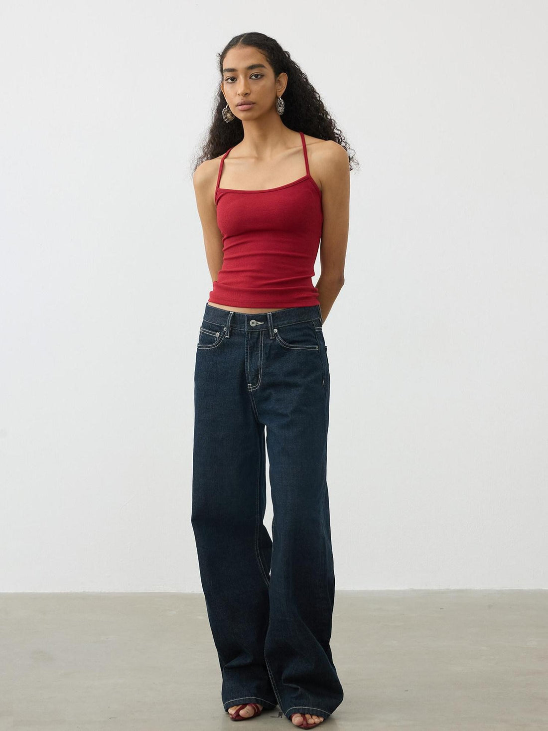 AFTADAWN Deep Indigo Embroidered Red Selvedge Vintage Women&