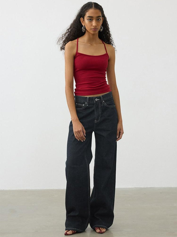 AFTADAWN Deep Indigo Embroidered Red Selvedge Vintage Women&