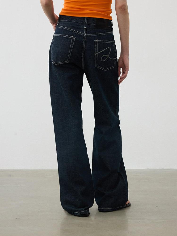 AFTADAWN Deep Indigo Embroidered Red Selvedge Vintage Women&