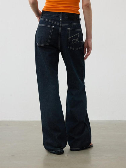AFTADAWN Deep Indigo Embroidered Red Selvedge Vintage Women&
