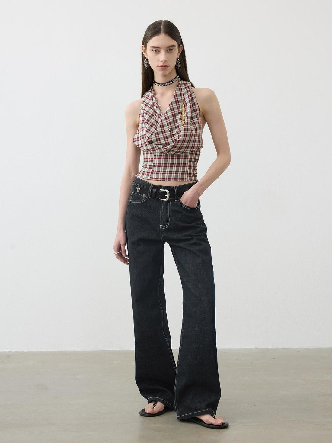 AFTADAWN Deep Indigo Embroidered Red Selvedge Vintage Women&