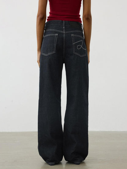 AFTADAWN Deep Indigo Embroidered Red Selvedge Vintage Women&