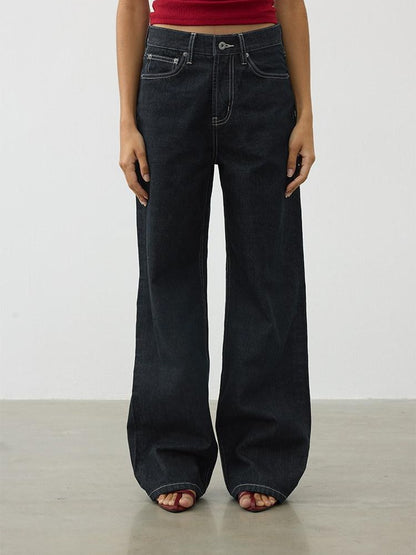 AFTADAWN Deep Indigo Embroidered Red Selvedge Vintage Women&