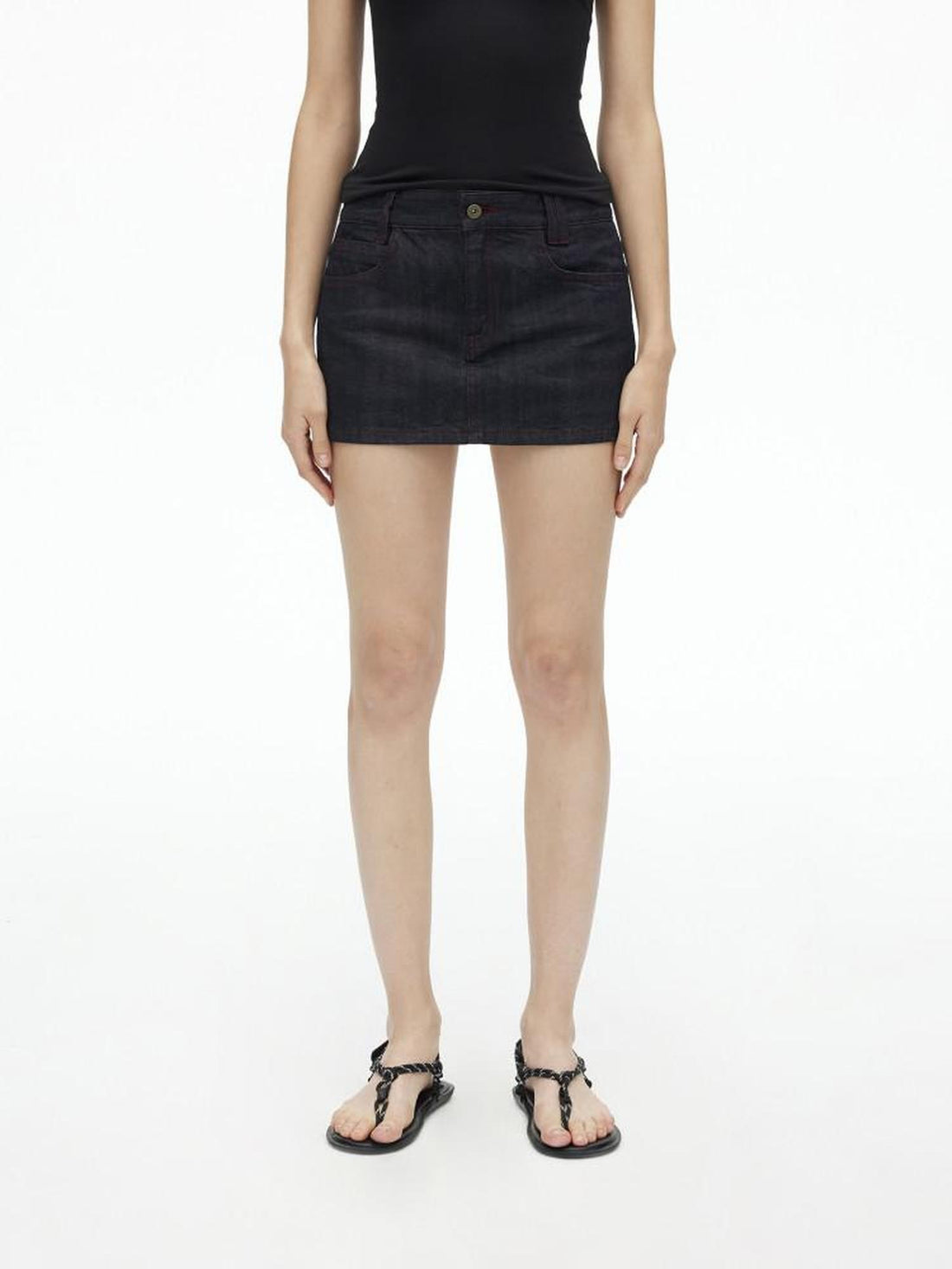 AFTADAWN Deep Indigo Red Contrast Topstitch Women&