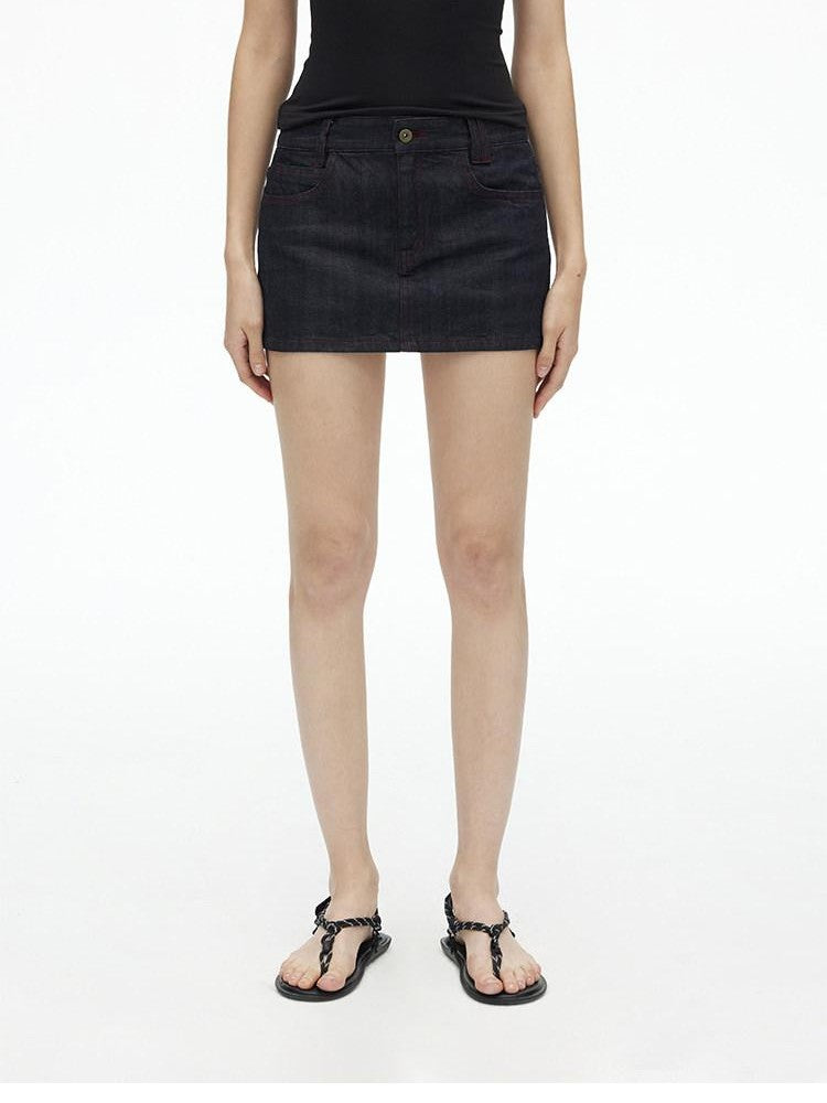 AFTADAWN Deep Indigo Red Contrast Topstitch Women&