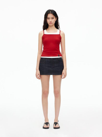 AFTADAWN Deep Indigo Red Contrast Topstitch Women&