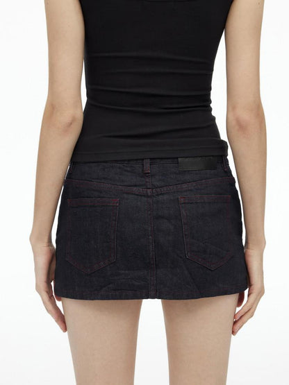 AFTADAWN Deep Indigo Red Contrast Topstitch Women&
