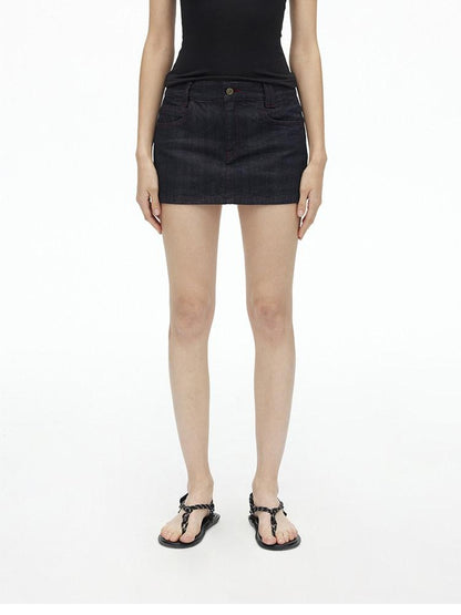 AFTADAWN Deep Indigo Red Contrast Topstitch Women&