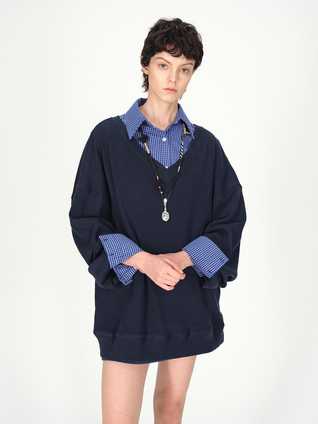 AFTADAWN Deep V-neck Layering Knit Sweater