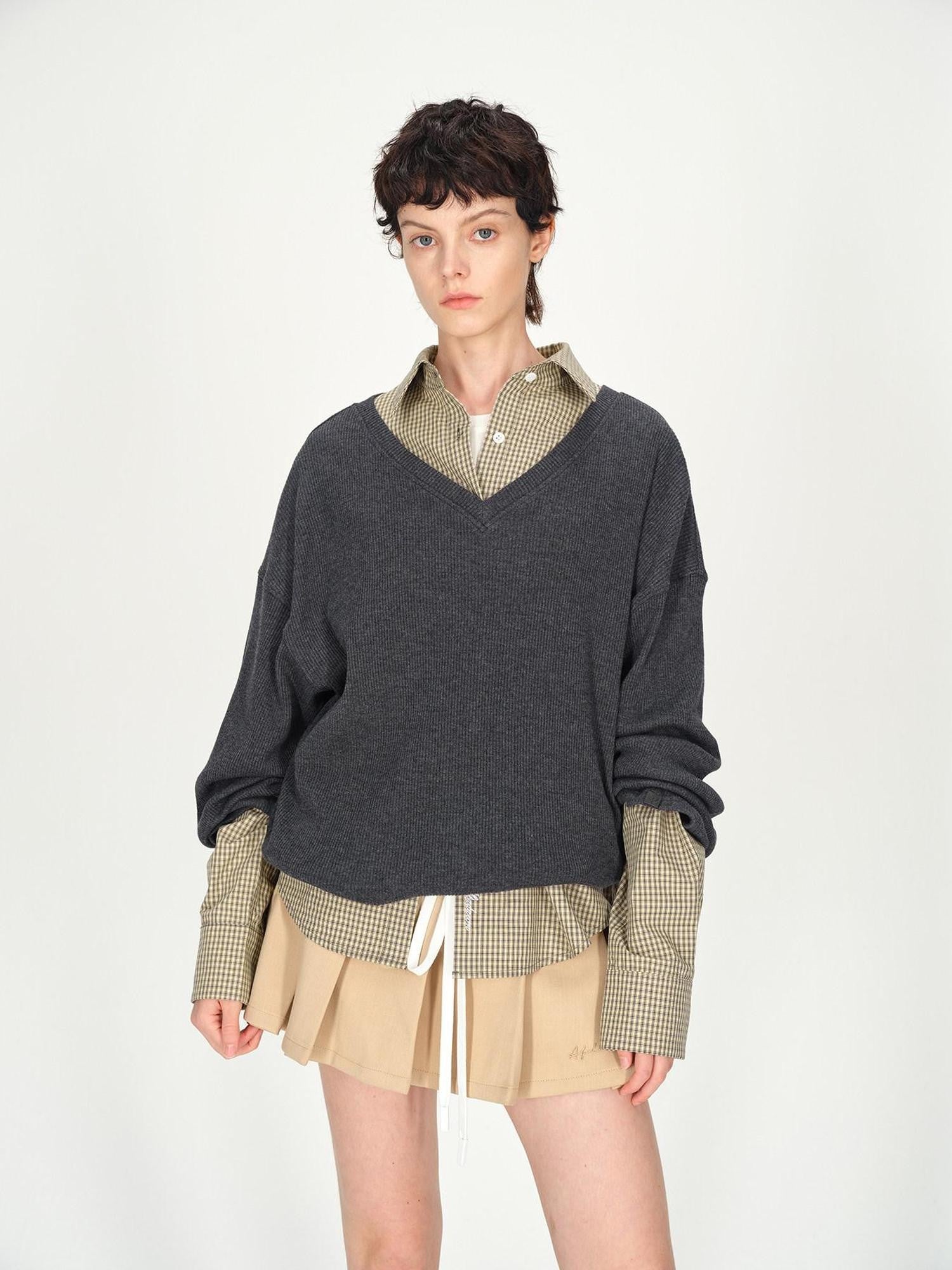 AFTADAWN Deep V Layerable Boxy Women&