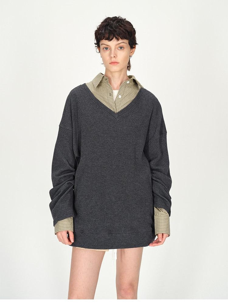 AFTADAWN Deep V Layerable Boxy Women&
