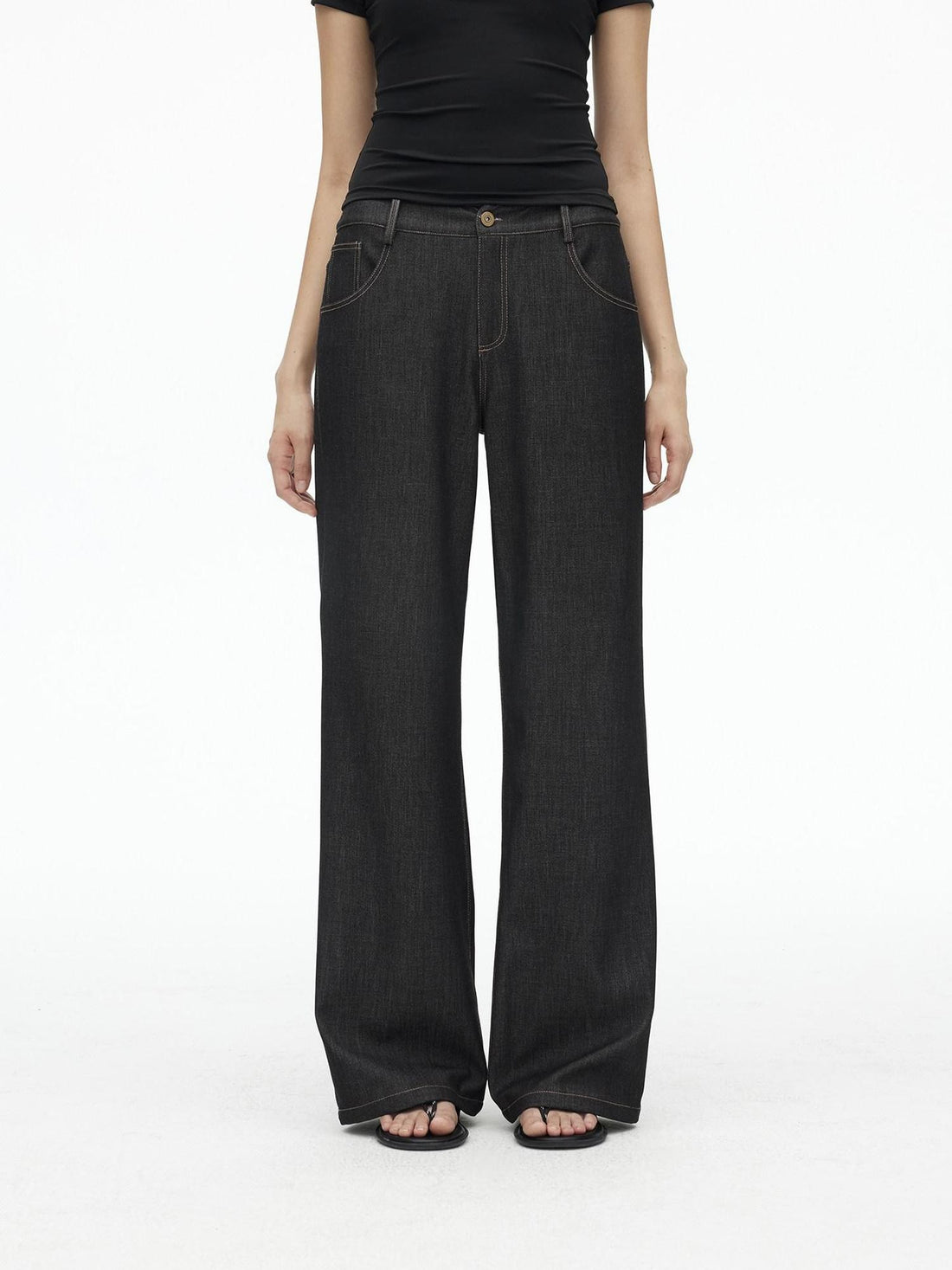 AFTADAWN Denim Blue Back Pocket Logo Embroidery Women&