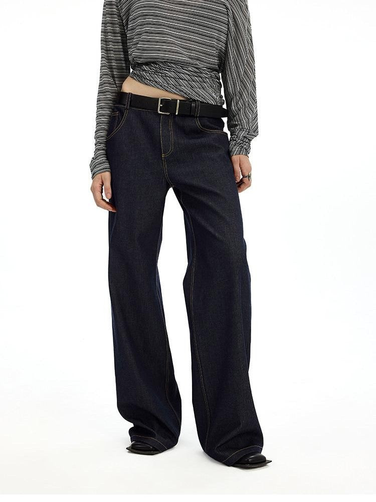 AFTADAWN Denim Blue Back Pocket Logo Embroidery Women&
