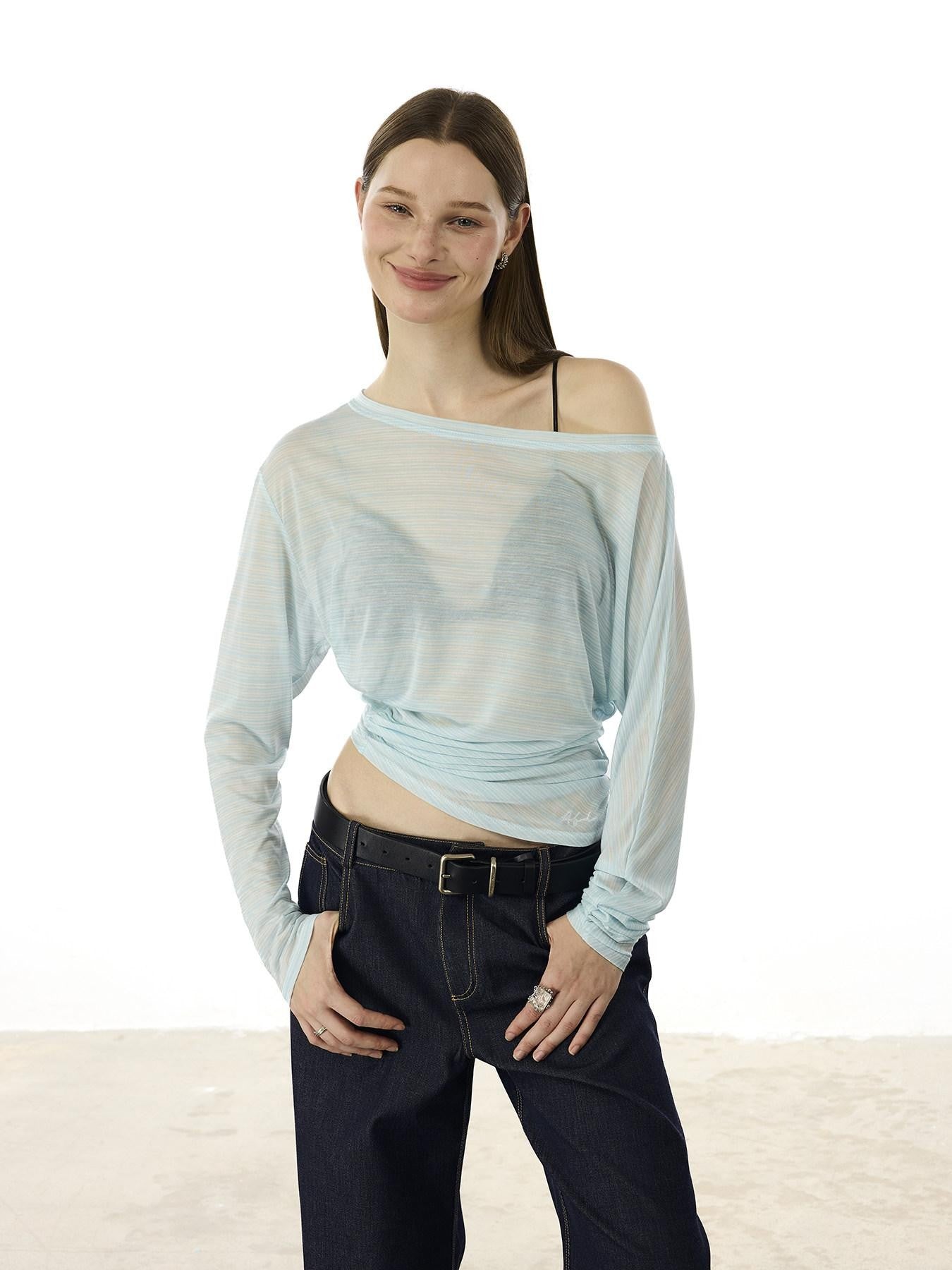 AFTADAWN Denim Blue Back Pocket Logo Embroidery Women&