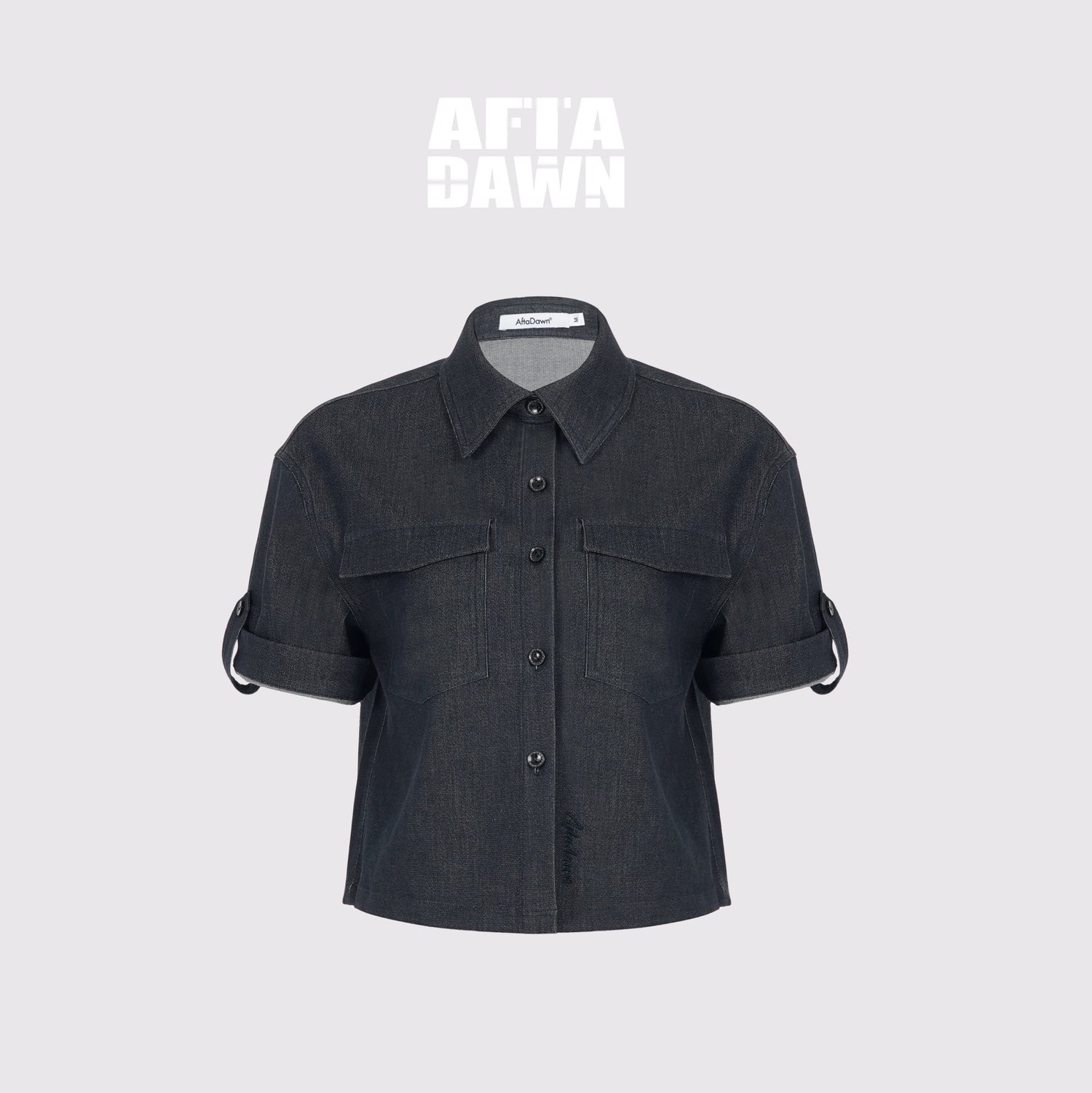 AFTADAWN_Denim_Utility_Patch_Pocket_Loose_Short_Sleeve_Women&