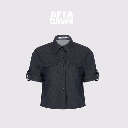 AFTADAWN_Denim_Utility_Patch_Pocket_Loose_Short_Sleeve_Women&