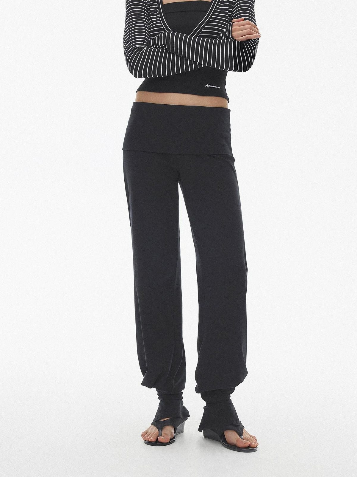 AFTADAWN Detachable Sock Cuff Cinched Loose Knit Cotton Women&