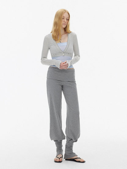 AFTADAWN Detachable Sock Cuff Cinched Loose Knit Cotton Women&