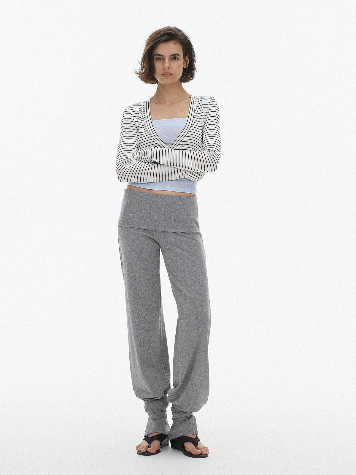 AFTADAWN Detachable Sock Cuff Cinched Loose Knit Cotton Women&