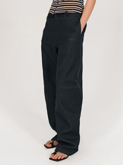 AFTADAWN Detachable Split Flap Wide Leg Trousers with Asymmetrical Draping