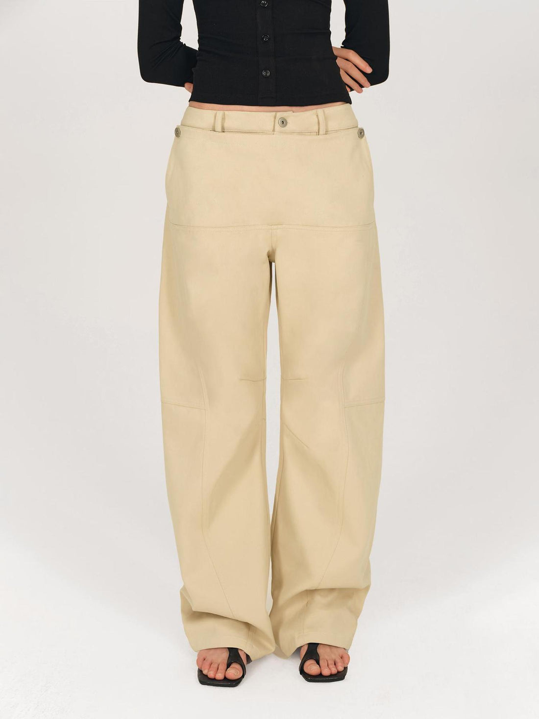 AFTADAWN Detachable Split Flap Wide Leg Trousers with Asymmetrical Draping