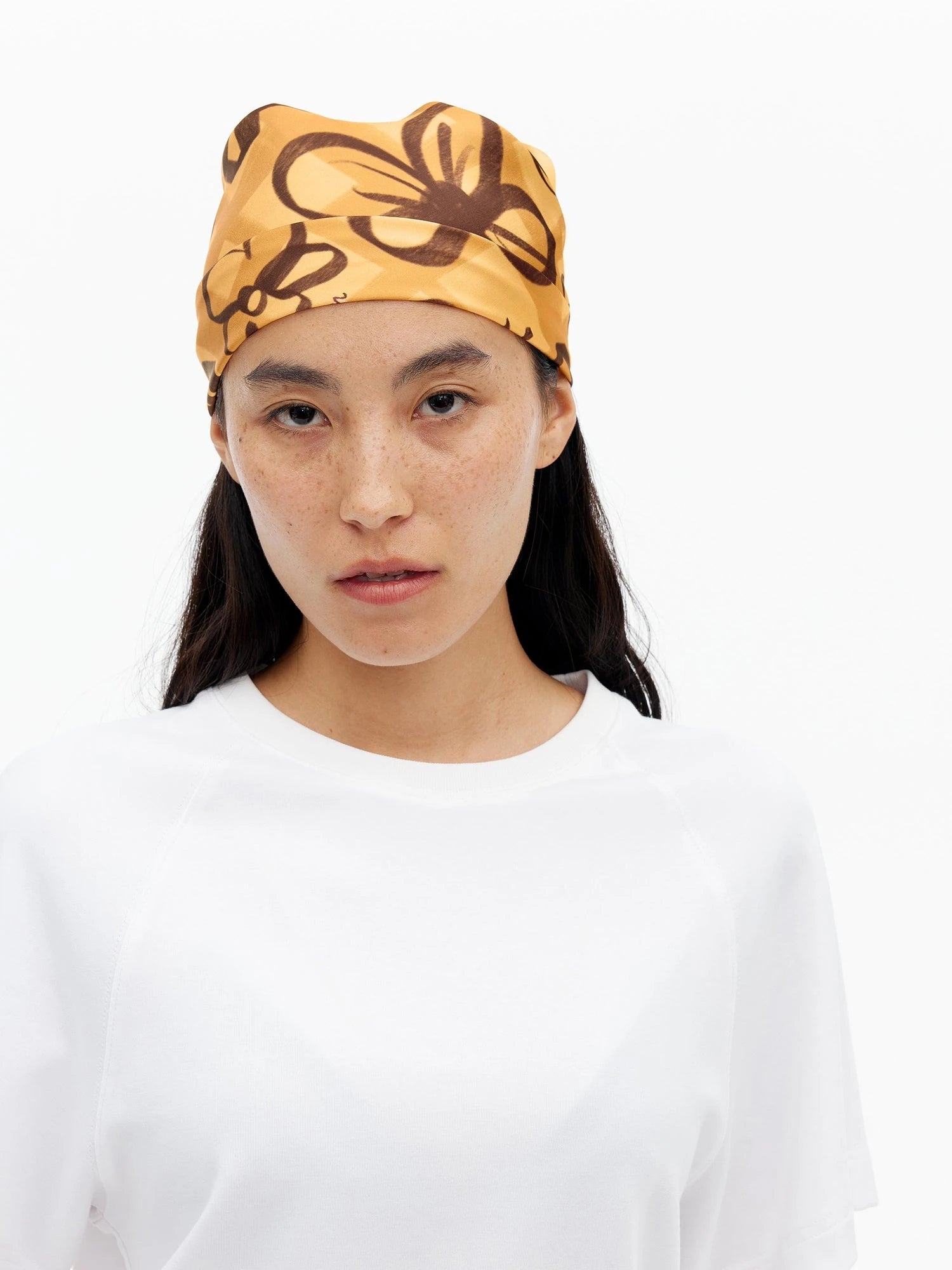 Digital Print Lightweight Scarf With Playful Floral And Graffiti Patterns