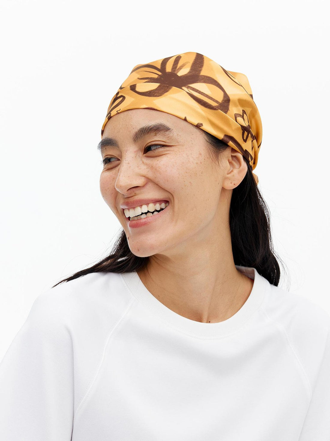 AFTADAWN Digital Print Lightweight Scarf With Playful Floral And Graffiti Patterns