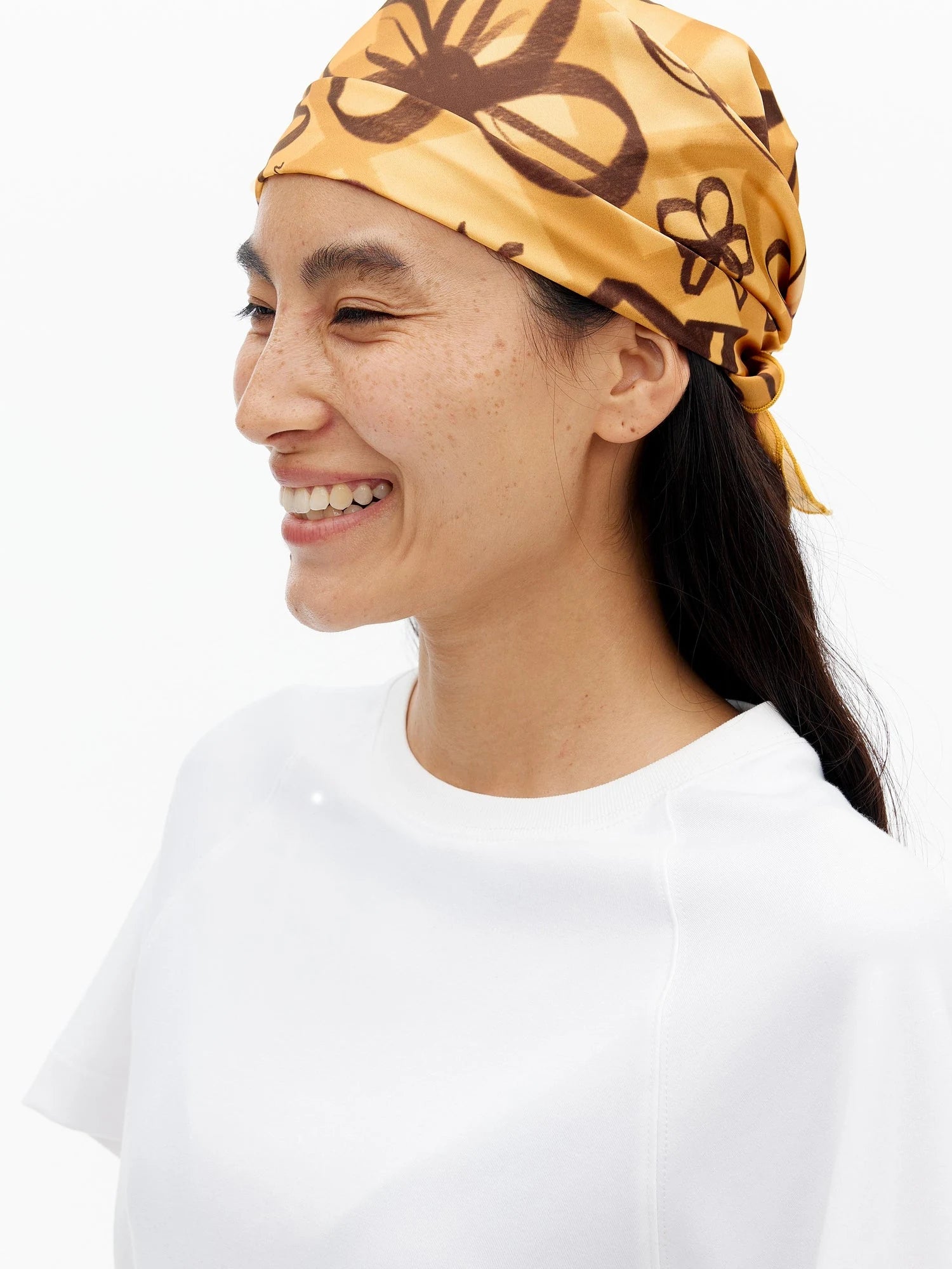 Digital Print Lightweight Scarf With Playful Floral And Graffiti Patterns