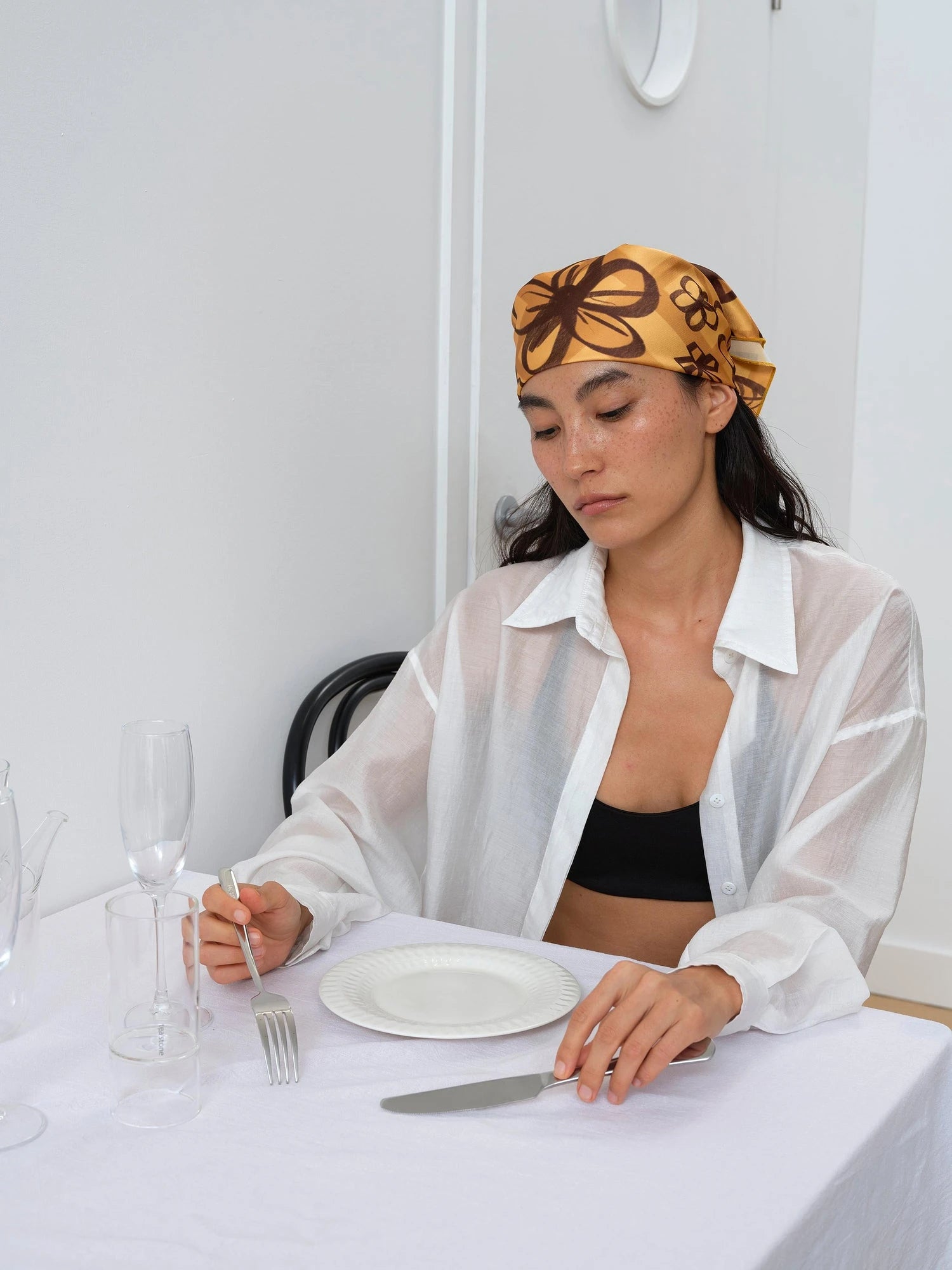 Digital Print Lightweight Scarf With Playful Floral And Graffiti Patterns