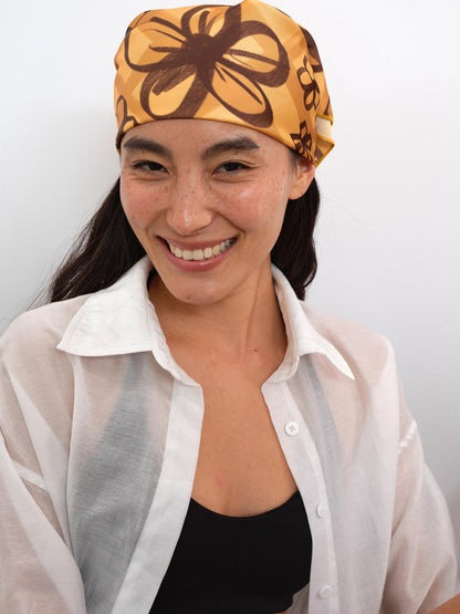 AFTADAWN Digital Print Lightweight Scarf With Playful Floral And Graffiti Patterns