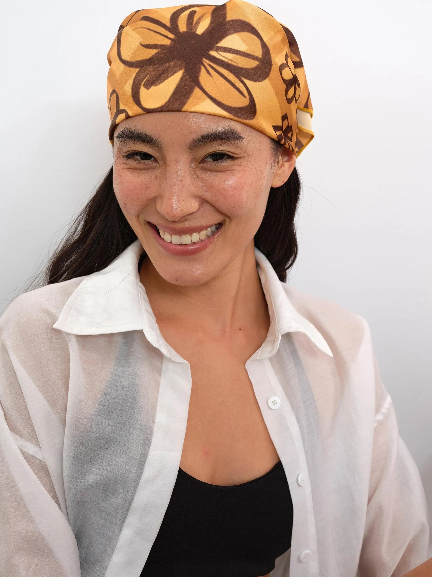 Digital Print Lightweight Scarf With Playful Floral And Graffiti Patterns