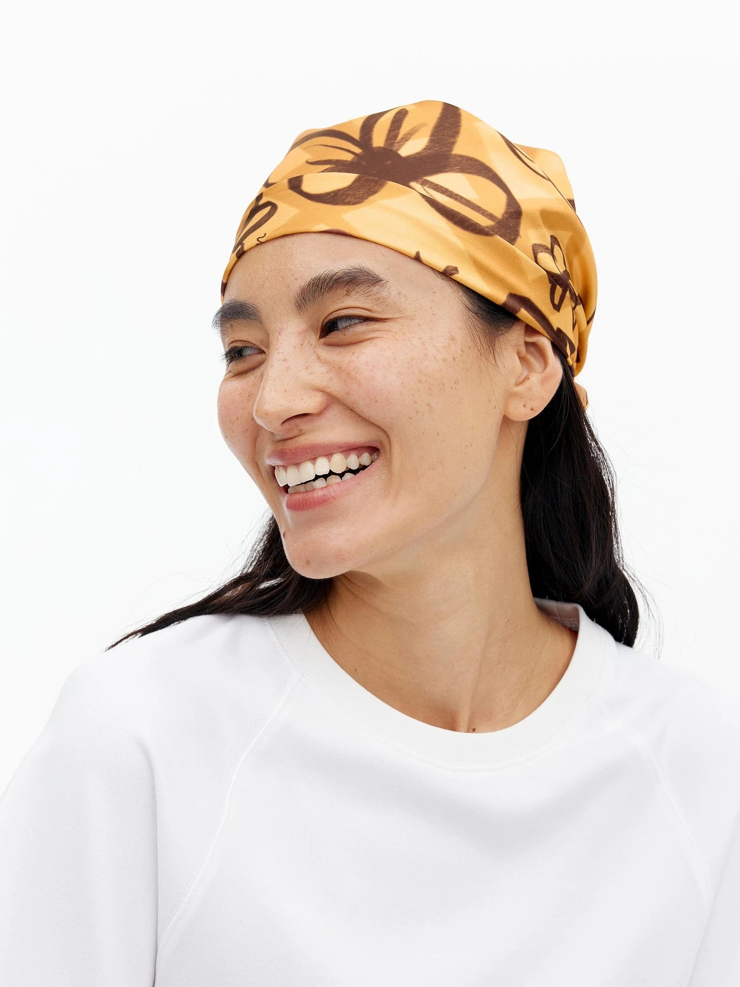 Digital Print Lightweight Scarf With Playful Floral And Graffiti Patterns