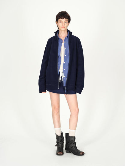 AFTADAWN Double Sided Fleece Stand Collar Oversized Warm Sweatshirt Jacket