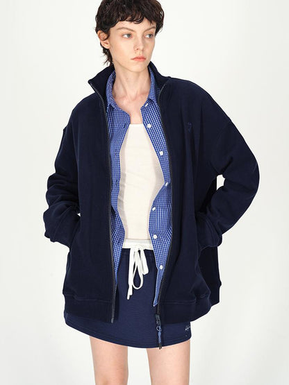 AFTADAWN Double Sided Fleece Stand Collar Oversized Warm Sweatshirt Jacket