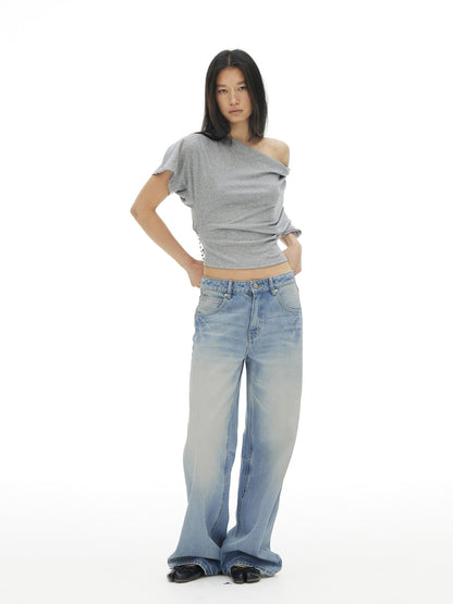 AFTADAWN Draped Backless Chain Waist Cinch Batwing Women&